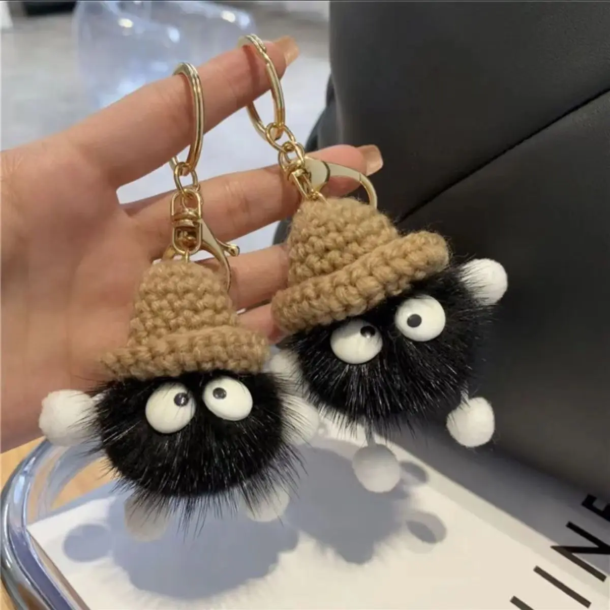 تقليد المنك الشعر قوالب صغيرة لطيف سيارة المفاتيح قزم قلادة حقيبة قطيفة
