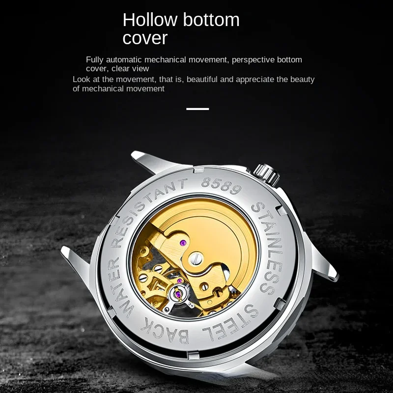 Automatic Movement Mechanical Watch for Mens Luxury Brand Hollow Out Technique Trendy Fashion Business Men\'s Watch Reloj Hombre