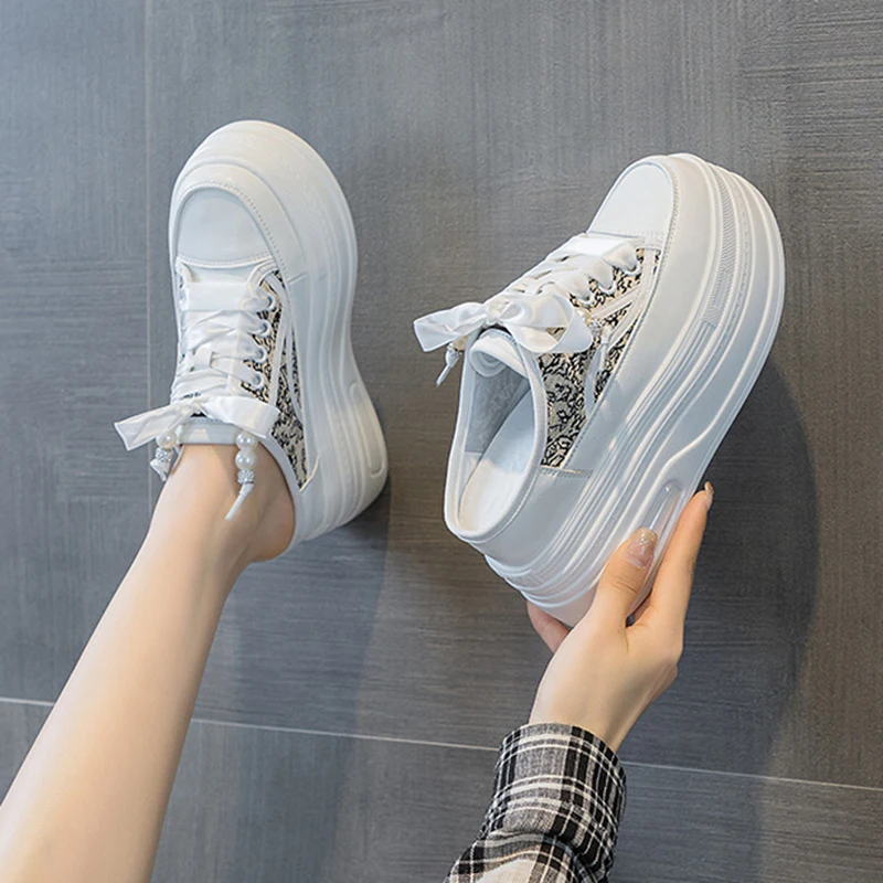 Primavera Verano Nueva Moda Zapatillas De Deporte Baotou Medias Zapatillas Ropa Exterior Fondo Grueso Ocio Con Cordones Zapatos De Tenis_voghion.com