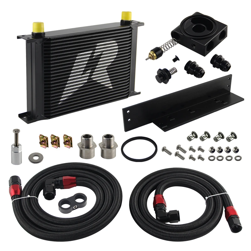 LR# 25 Row AN10 Oil Cooler w/ Filter Thermostat 73±0.5° Adapter Kit For Nissan Fairlady 350Z Z33 03-08 3.5L;370Z Z34 09-17 3.7L