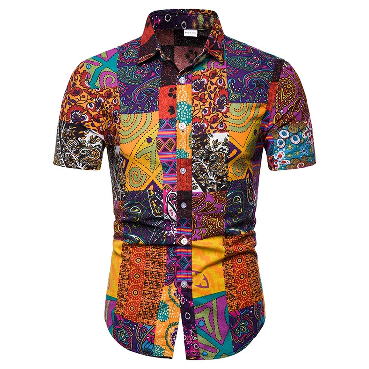 Hawaiian Shirts 3d Retro African Ethnic Men Women Clothing Summer Beach Short Sleeve Blouse Fashion Men\'s Vocation Lapel Camisa