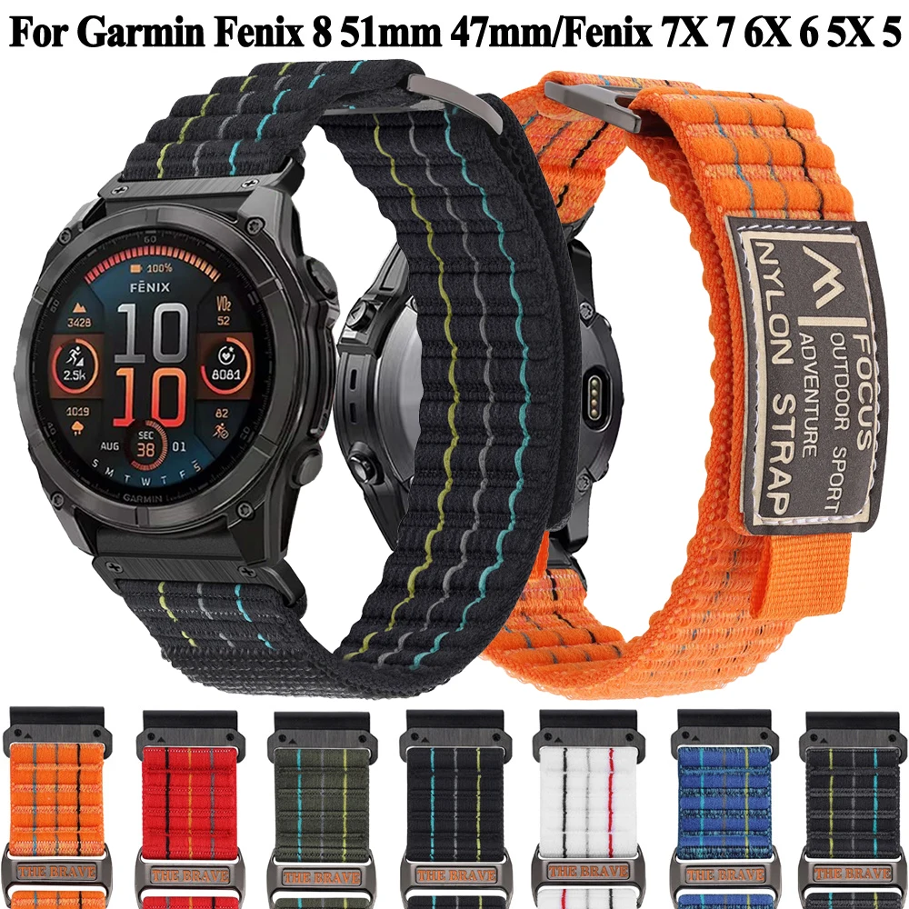 

Нейлоновый быстросъемный ремешок 22 мм 26 мм для Garmin Fenix 8 51 мм 47 мм/E/7X 7 Pro/6X 6 Pro/5X 5Plus Enduro3, аксессуары для браслета с петлей