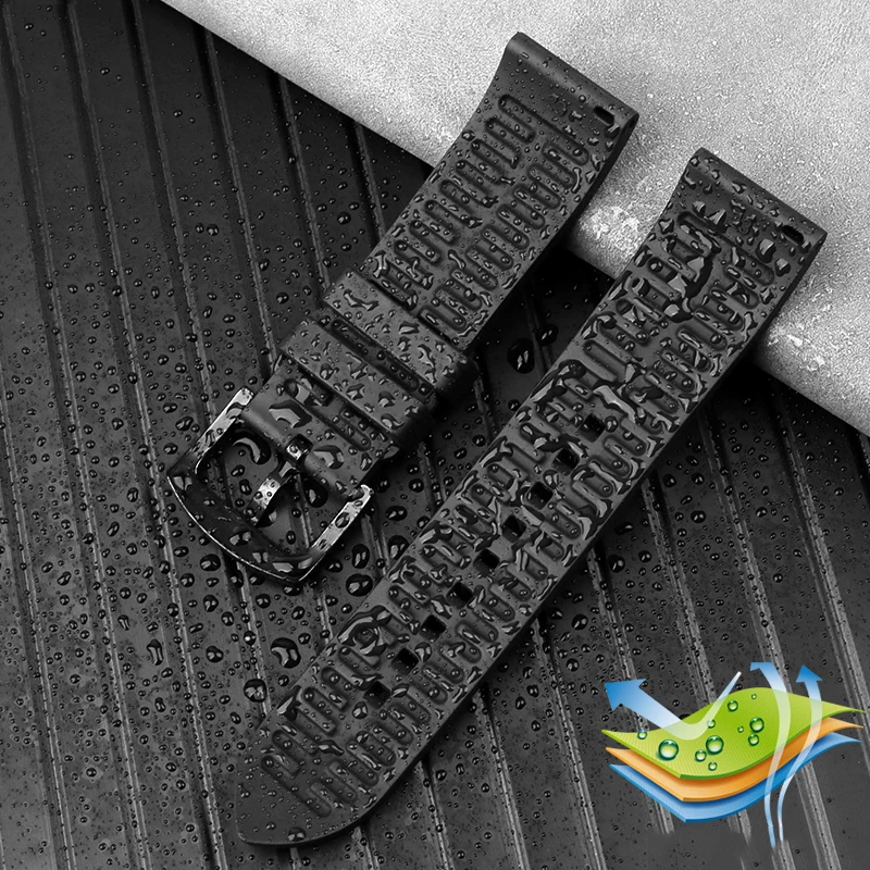 Waterproof and sweat resistant watch strap suitable for Casio PROTREK series PRW-60/30/50/70YT fluororubber sports watch strap