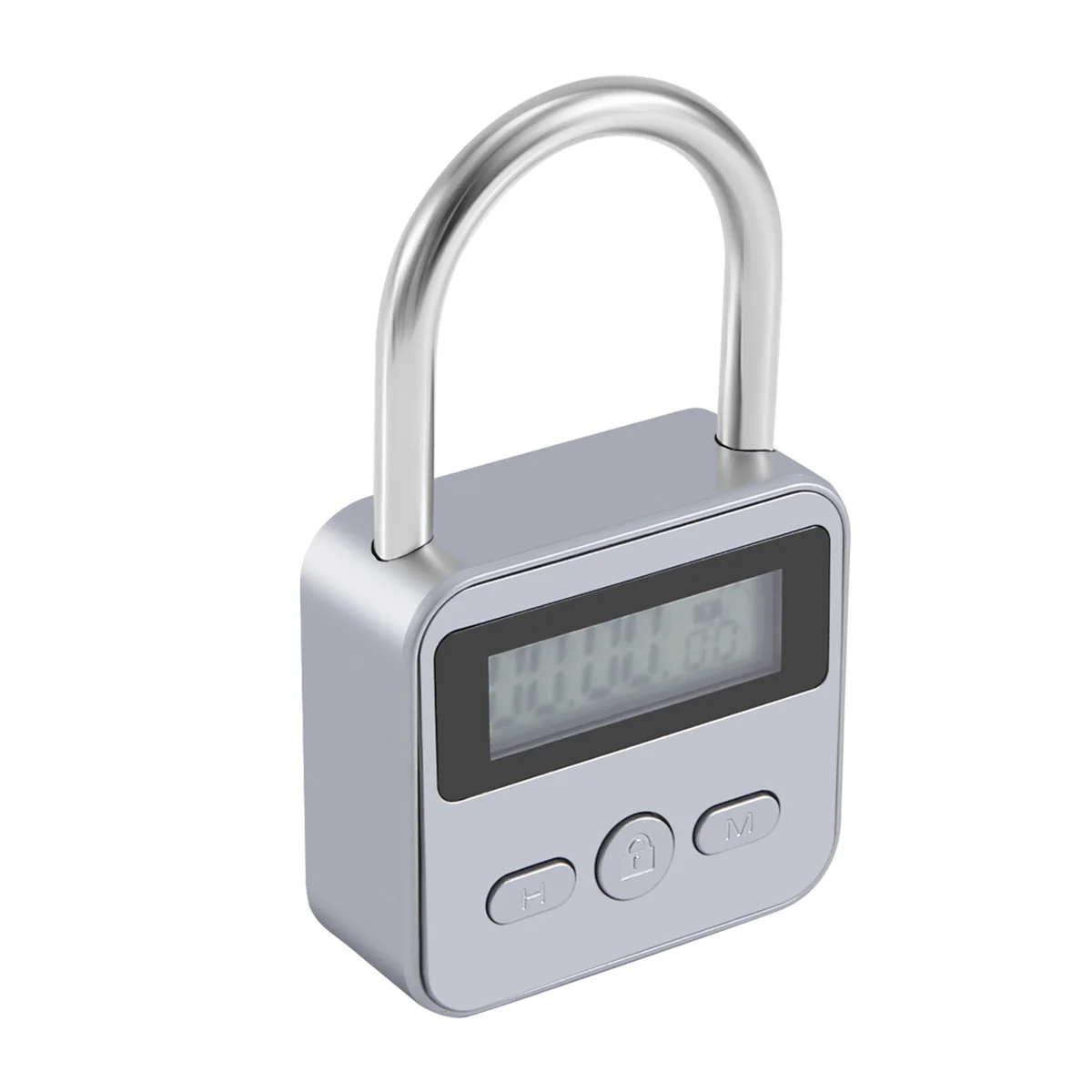 A62X Metal Timer Lock LCD Display Multi-Function Electronic Time 99 Hours Max Timing USB Rechargeable Timer Padlock,Silver