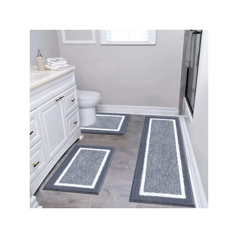 

Набор ковриков для ванной комнаты, состоящий из трех предметов, лохматый набор для ванной из микрофибры, нескользящие ультрамягкие коврики, впитывающие с U-образным унитазом