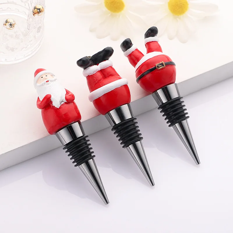 Cartoon Christmas Santa Claus Wine Bottle Stopper Party Gift Xmas Bar Decor Sealed Fresh-keeping Wine Champagne Stopper Dropship