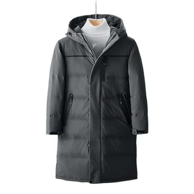 Mężczyźni Zimowe Długie Płaszcze Puchowe Nowe Męskie Kurtki z kapturem Casual White Duck Puffer Jackets Quality Man Outdoor Windproof Warm Jackets Clothing