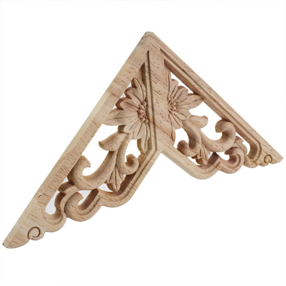 2/4/8/10PCS Carving Wood Appliques Statues Decal Vintage Decor Furniture Wooden Mouldings Unpainted Decorative Sculptures