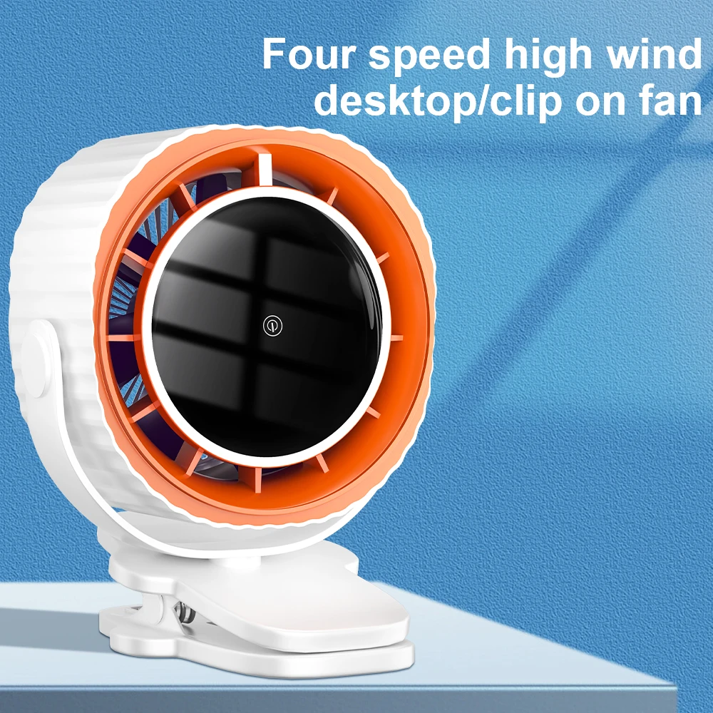 

Small Desktop Fan With Clip Outdoor Strong Air Flow Cooling Fan with 4-speed Strong Air Flow Super Silent USB Charging