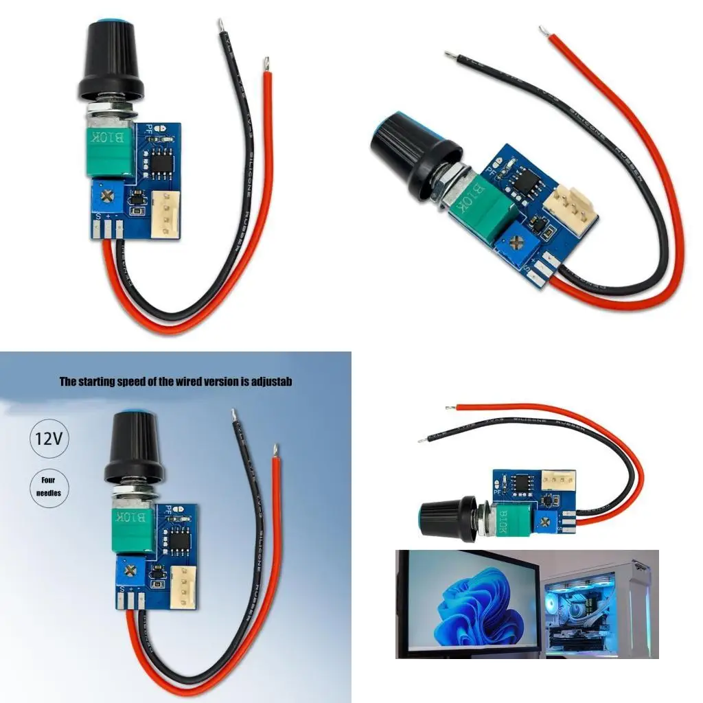 

652F Computer Cooling Fan PWM Speed Controllers Module 12V 4Pin Toolless Setups