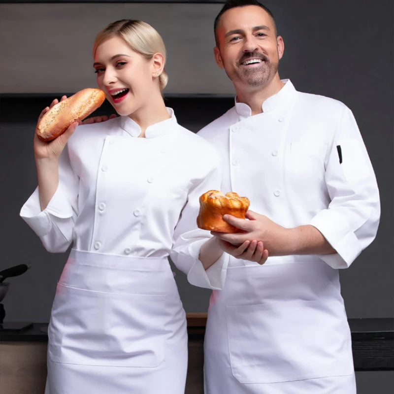 Professionele Chef-Koksjack Met Knopen-Chef-Shirt Met Lange Mouwen Voor Mannen In Hotel Restaurant Keuken