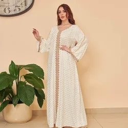 Vestido abaya com renda muçulmana para mulheres, luxo acessível, robe confortável, caftan marroquino, Dubai, Turquia, Omã, roupa árabe Ramadan