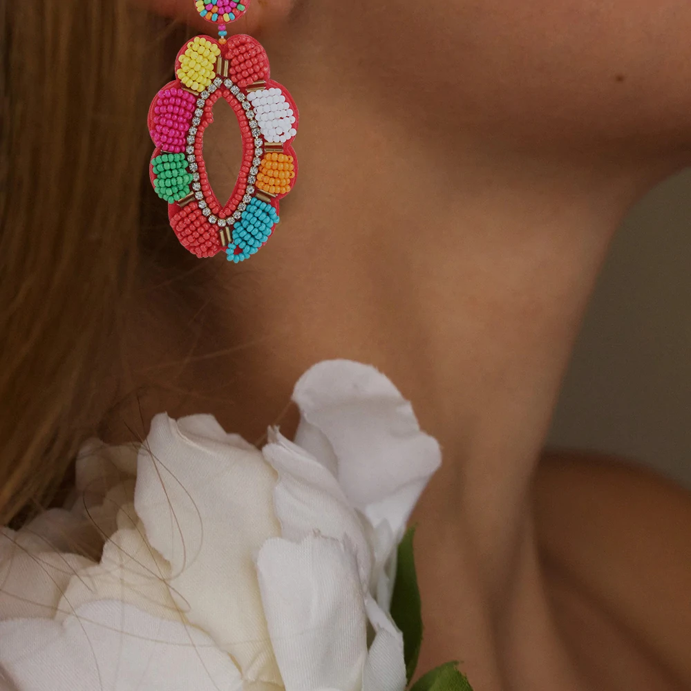 Neue böhmische bunte Perlen ohrringe für hand gewebte Temperament mode party schmuck geschenke der Frauen