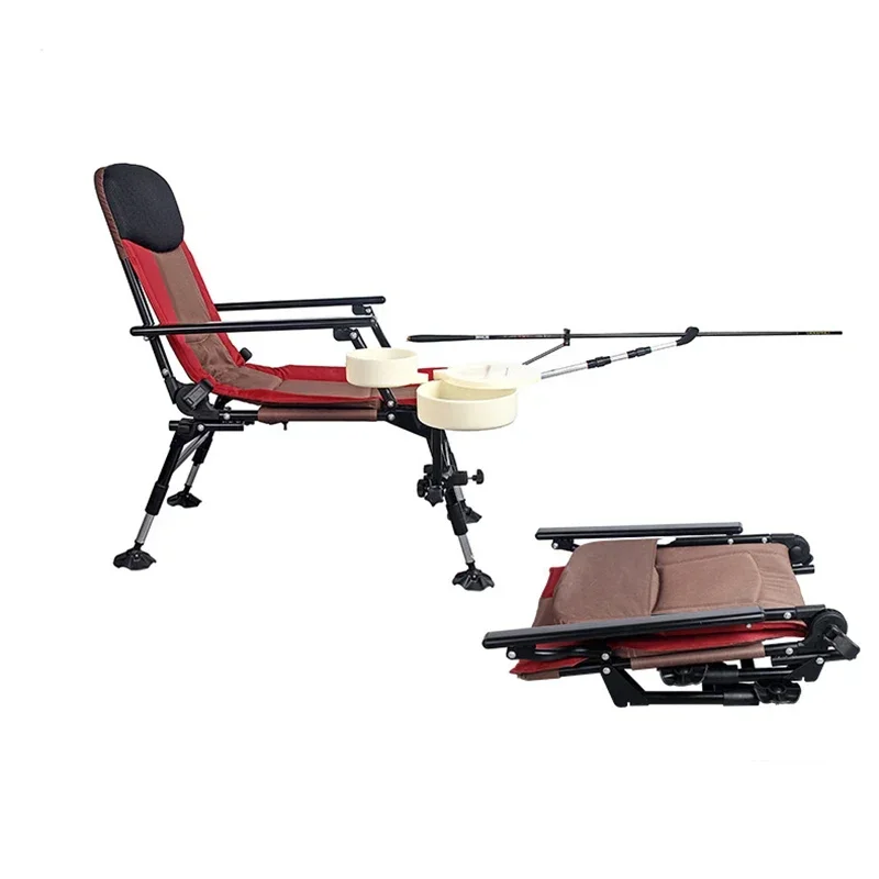 Chaise pliante inclinable avec pieds réglables, chaise de camping, pêche à la carpe en plein air, offre spéciale