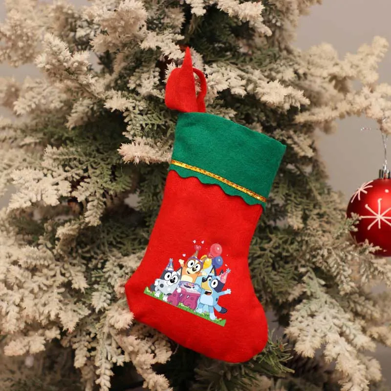 Blueys 2024 Christmas Sock Gift Bag Cute Party Xmas Tree Decoration Bingo Chilli Kids Birthday Gift Stocking Candy Storage Pouch