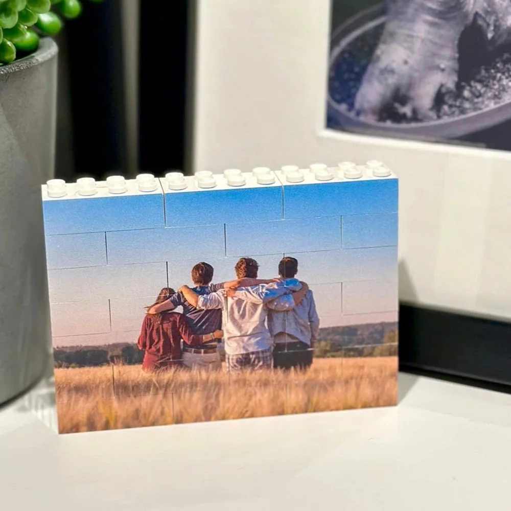 Small Landscape Photo Block Made from, Bricks, Personalised, WHITE, Building Block, Puzzle, Gift, Him, Birthday, Anniversary