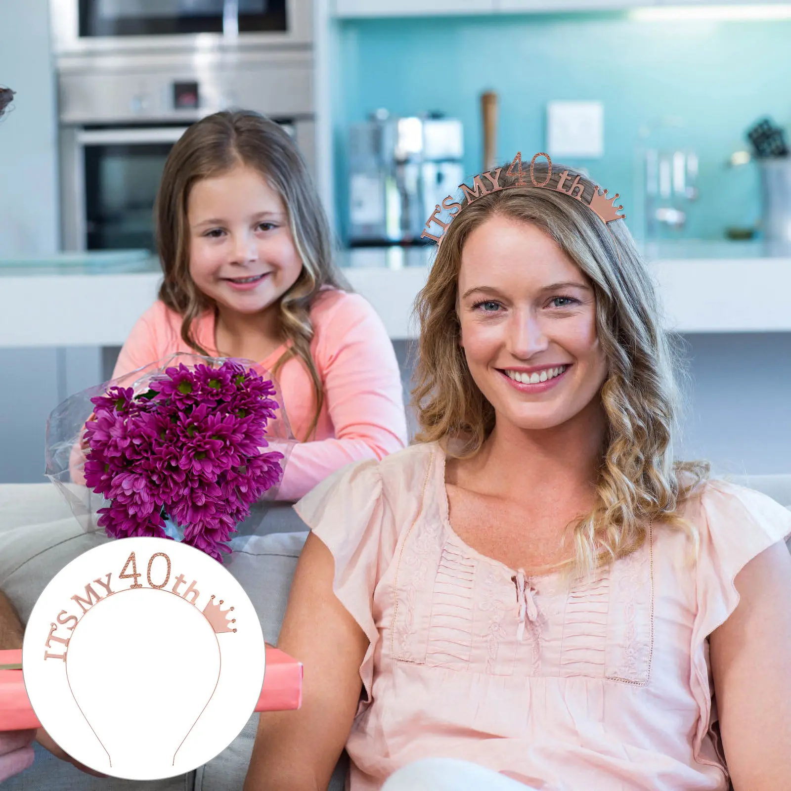 

1Pcs Birthday Headband Crown Hair Hoop with Number Letter Design Festival Party Headdress Decoration Lightweight Non-Fading