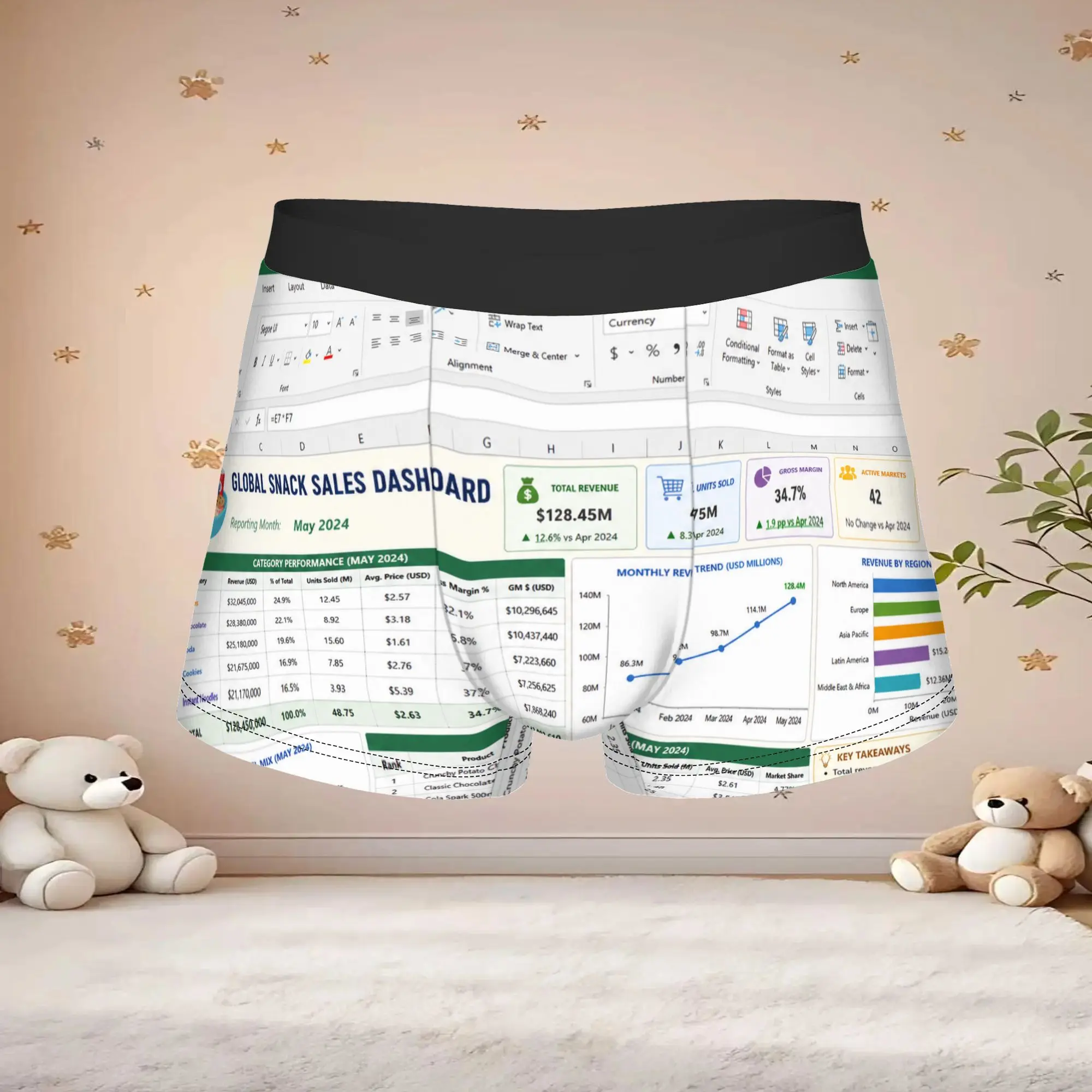 1pc Popular Office Form Pattern boxers  Personalized Panties Men's Underwear Comfortable Shorts Boxer Briefs