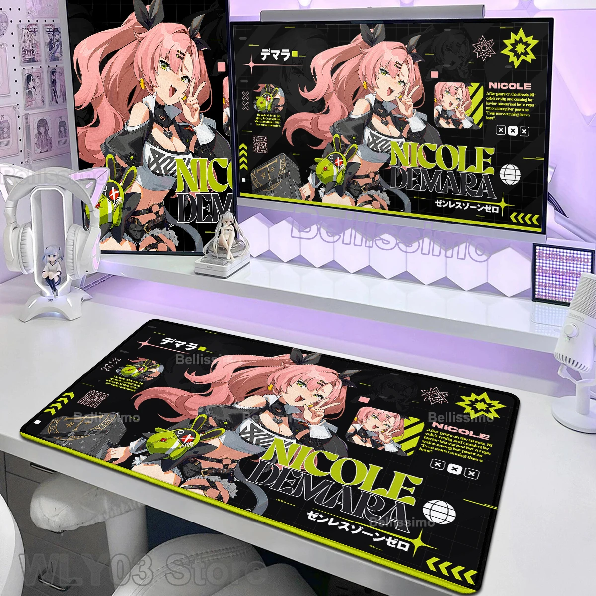 

ZZZ Gaming Hoshimi Miyabi Mouse Pad Anby Nicole Zenless Zone Zero Keyboard Desk Mat XXL Anime Girl Mousepad Office accessories