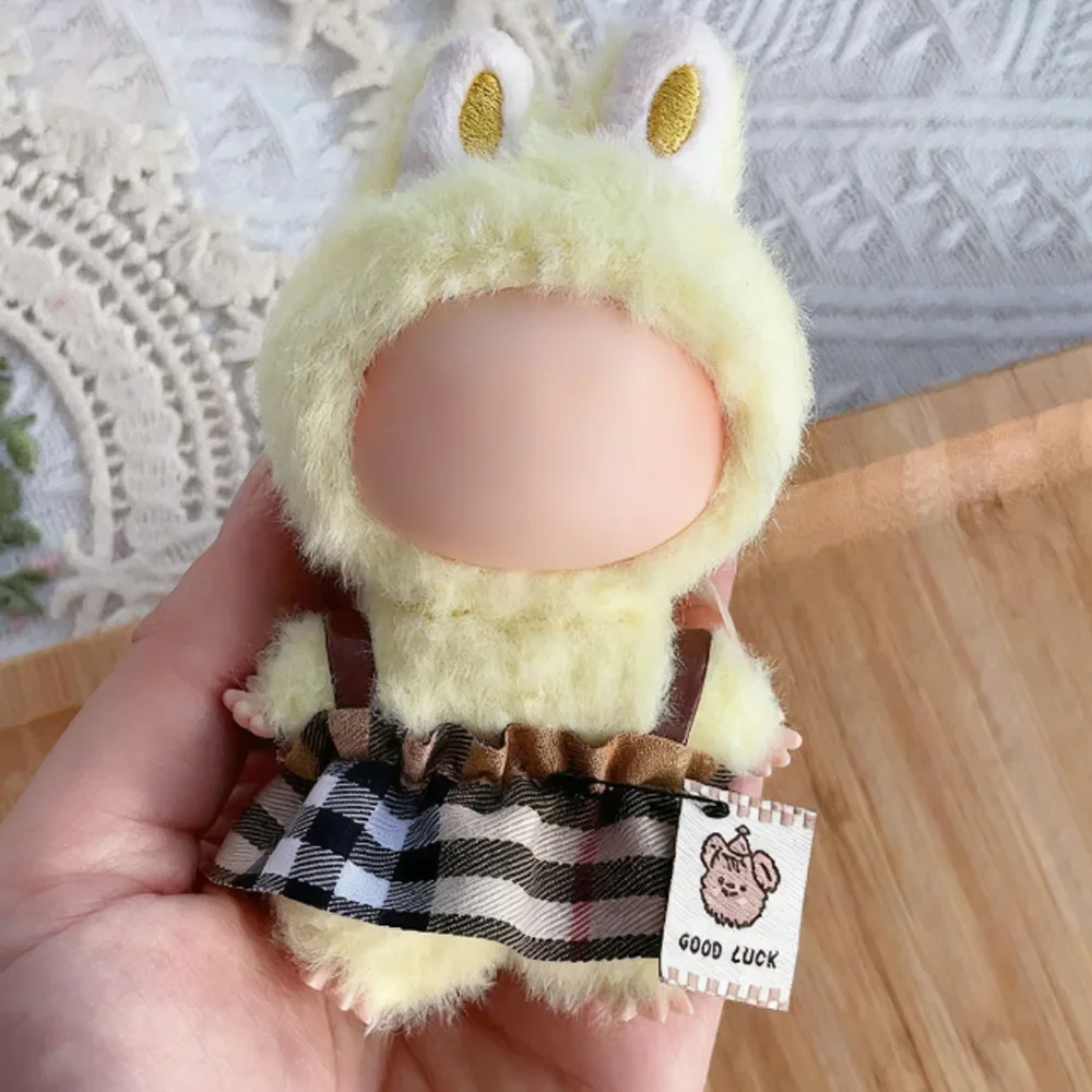 Ubranka dla lalek 10 cm dla Labubu 4.0, wzór w panterkę, luksusowe designerskie stroje dla lalek, spódnica, zestaw ubrań.