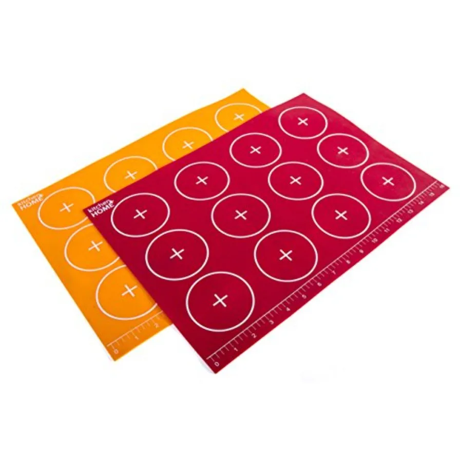 Kitchen + Home Silicone Baking Mats - Set of 2 Non-stick, BPA Free Food Grade Silicone Mat Liners for Half-Size Cookie Sheet wi