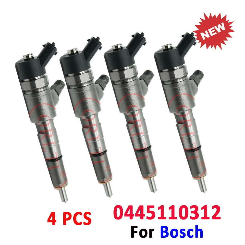 4 Pieces ORLTL 0445110312 Auto Fuel Injector Assy 0 445 110 312 Common Rail New Diesel Inyector 0445 110 312 for ANDORIA