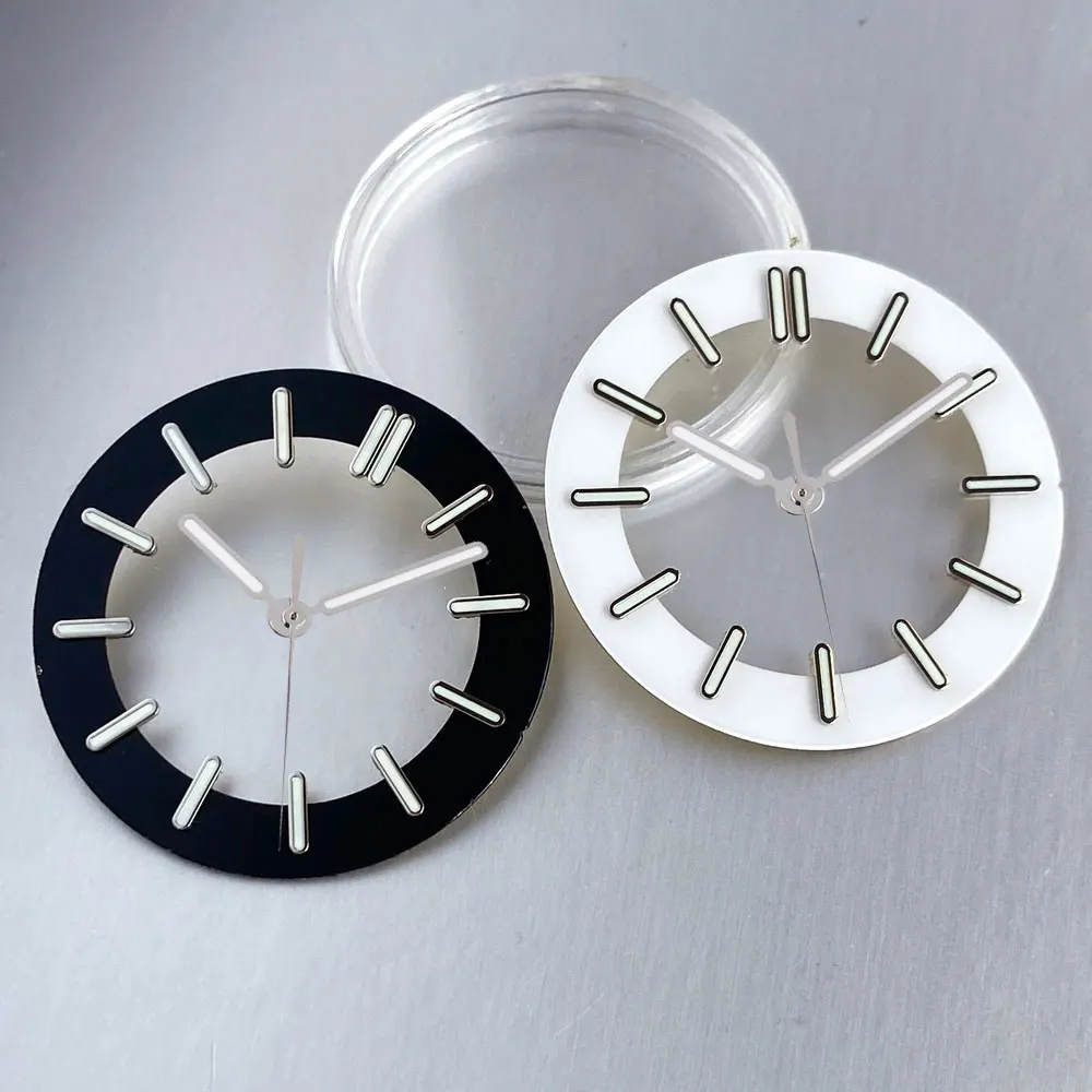 Black White 29mm Watch Dial for NH70 NH72 NH71 NH35 Movement Skeleton Hollow Dial Ring Luminous Watch Accessories Part