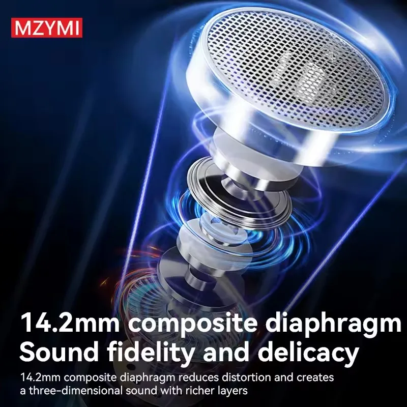 MZYMI HX801 سماعة أذن بشريط حول الرقبة سماعة لاسلكية تعمل بالبلوتوث للحد من الضوضاء سماعة رأس داخل الأذن قابلة للتعديل مقاومة للماء لنظام Android IOS