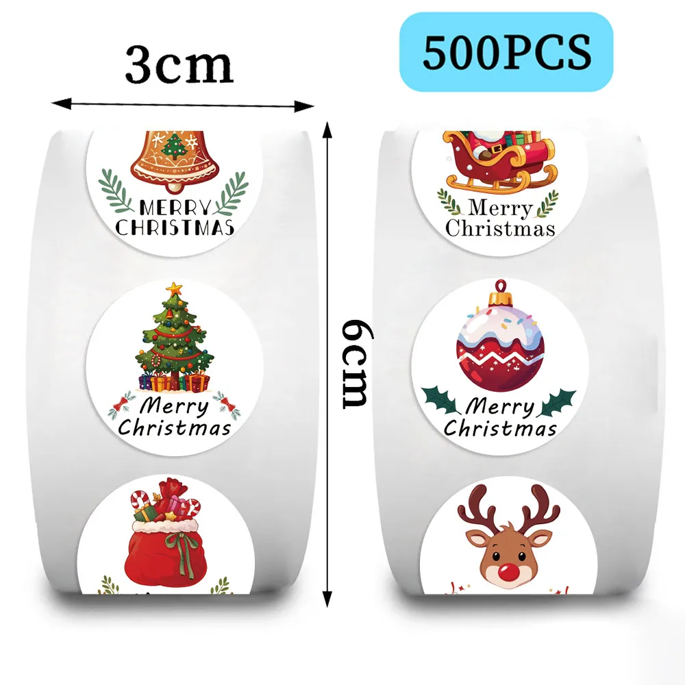 Festive Christmas Wrapping Sealing Labels 500 Sheets Per Roll Roll‑Type Stickers for Package Decoration Giajar Sticker Store