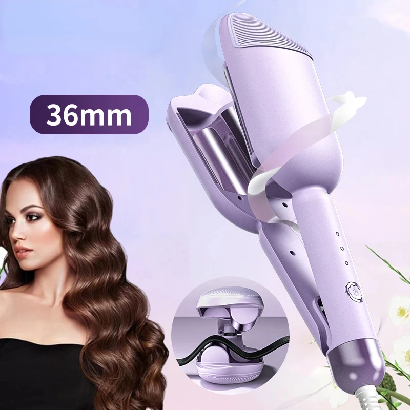 مموج الشعر الكهربائي 36 مللي متر موجة كبيرة تصفيف الشعر السيراميك طويلة الأمد مكواة تجعيد تصفيف أداة الشباك عصا الشعر نتردد باربيرو