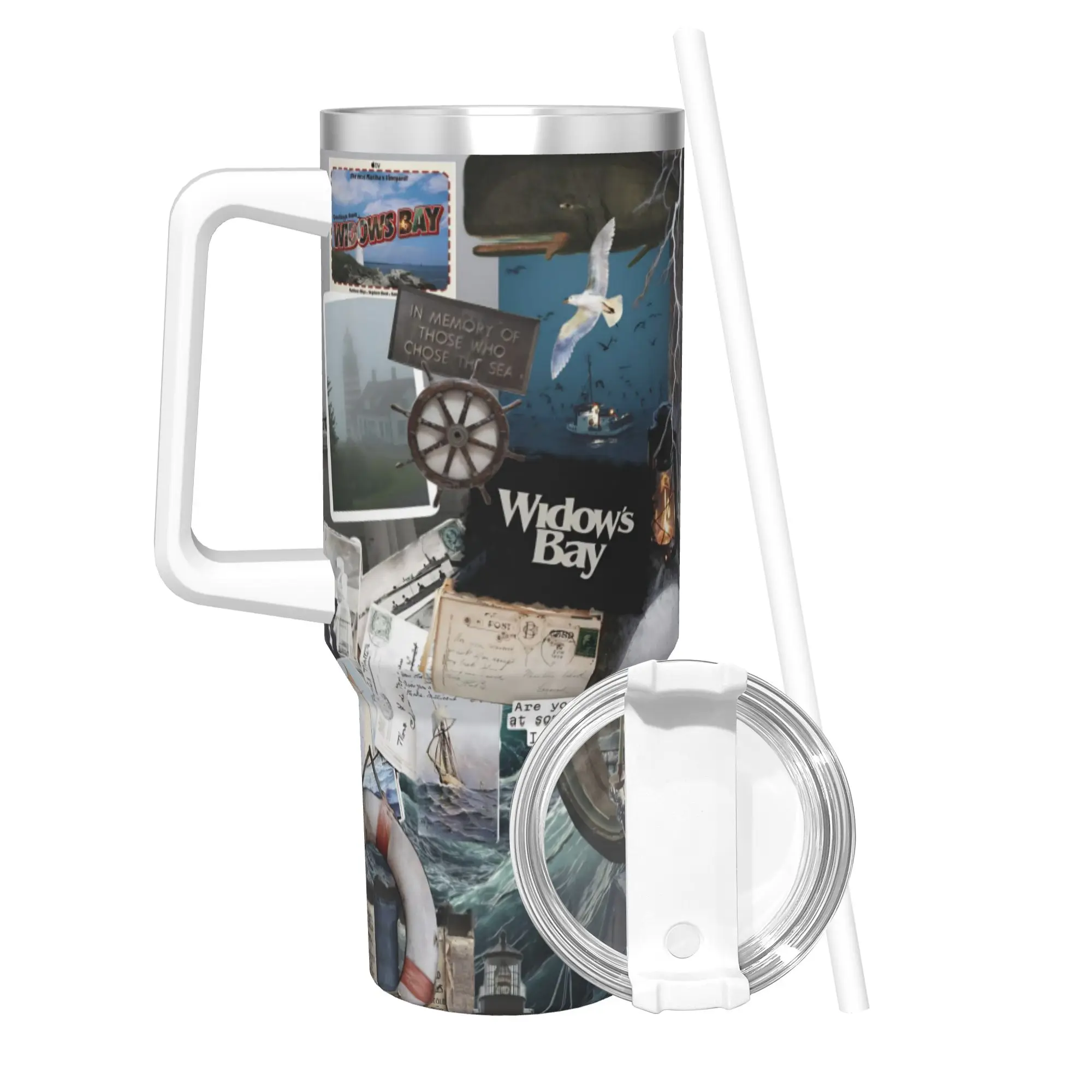 Widow's Bay Horror Movie 2026 Tumbler With Straw  Stainless Steel Tumblers Cup Double Wall Vacuum Insulated for Cold Or Hot 40oz