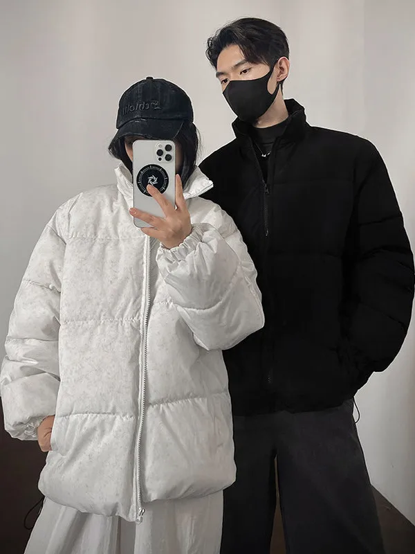 

Мужская зимняя теплая куртка-пуховик из хлопка с воротником-стойкой, декорированная молнией, в стиле тай-дай