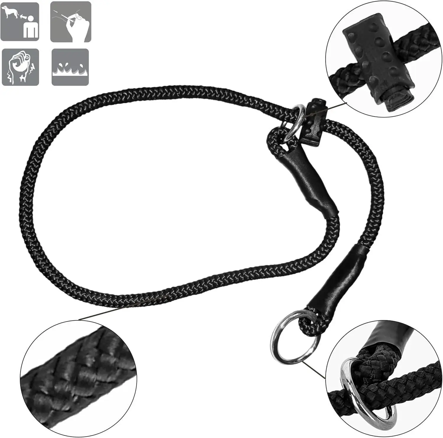 Traction Rope Gear Choke Collar For Dog Training Handmade of Cord with Limiter Waterproof Dog Training Rope Accessories