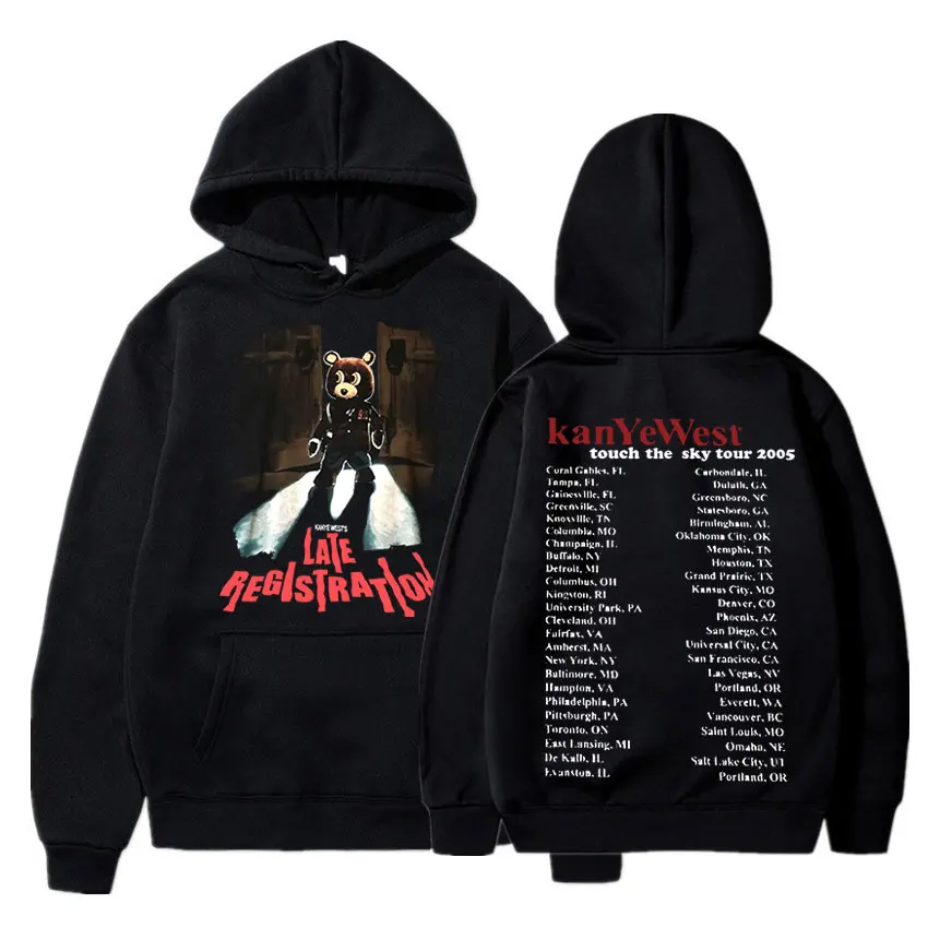 Late Registration Tour Kanye West Men's Hoodie Women's Fashion Simple Long sleeved Pullover Street Trend Y2K Large Sweatshirt