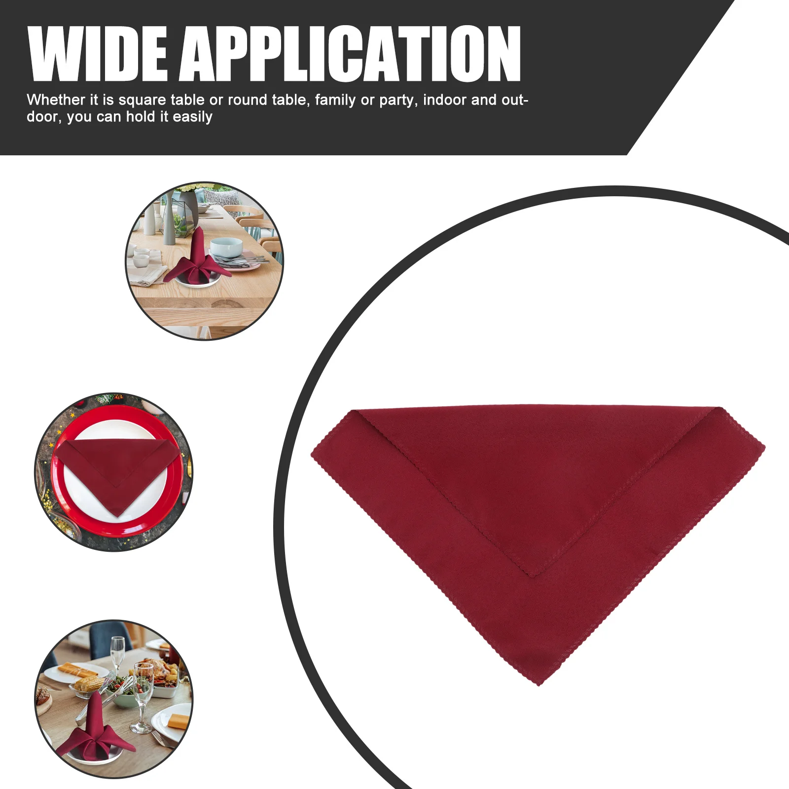 

10pcs Dark Red Cloth Napkins Wedding Party Table Napkin Serviettes Decorative Cocktail Napkins Bulk Multi-Use Fabric For