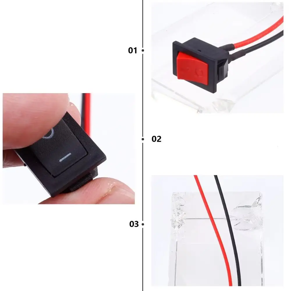 10Pcs ON/OFF Mini Rocker Switch Pre-Wired 12 Volt DC Controller Power Switch 2/3 Pin 2/3 Gear SPST Switch Car Automotive