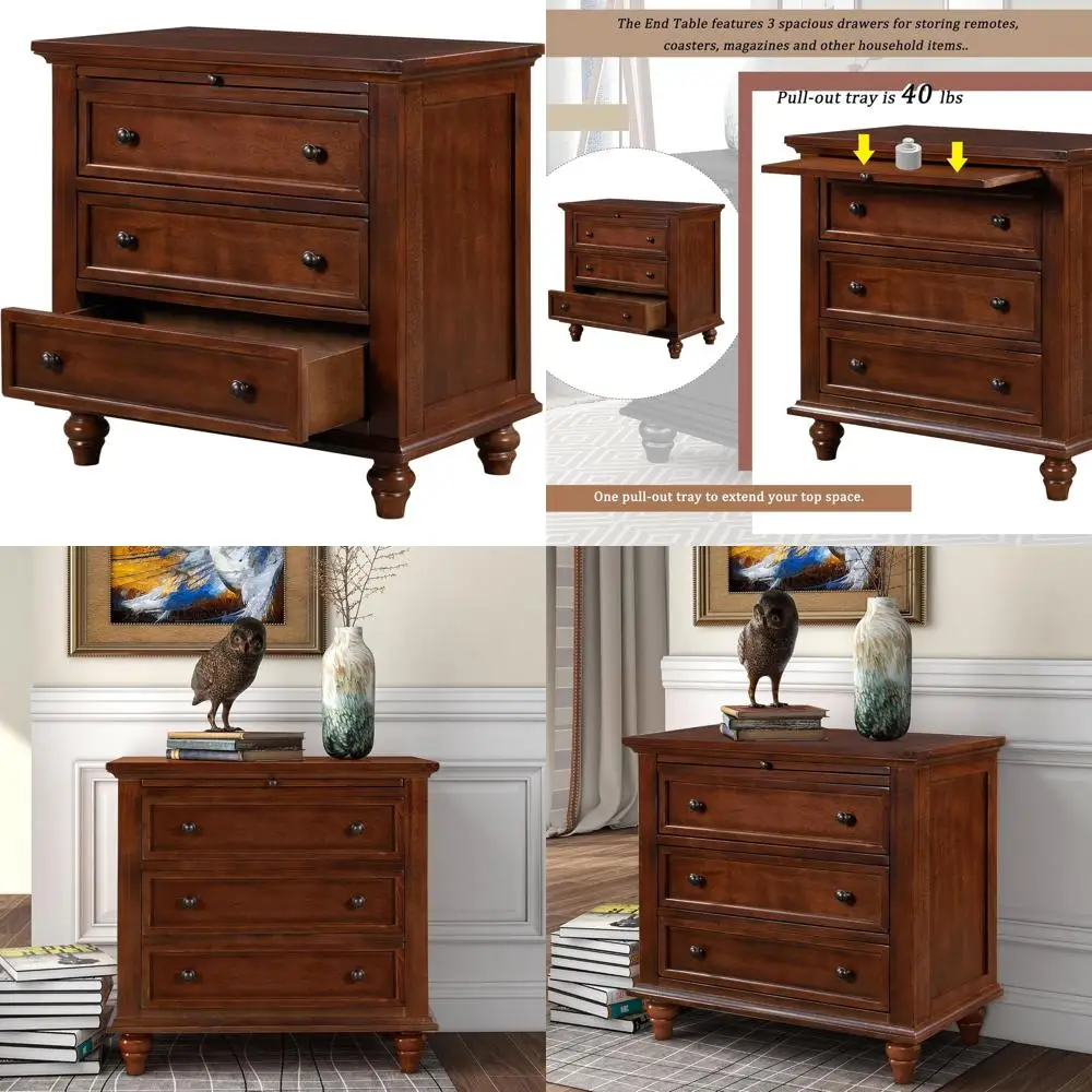 Wood Nightstand Wit…