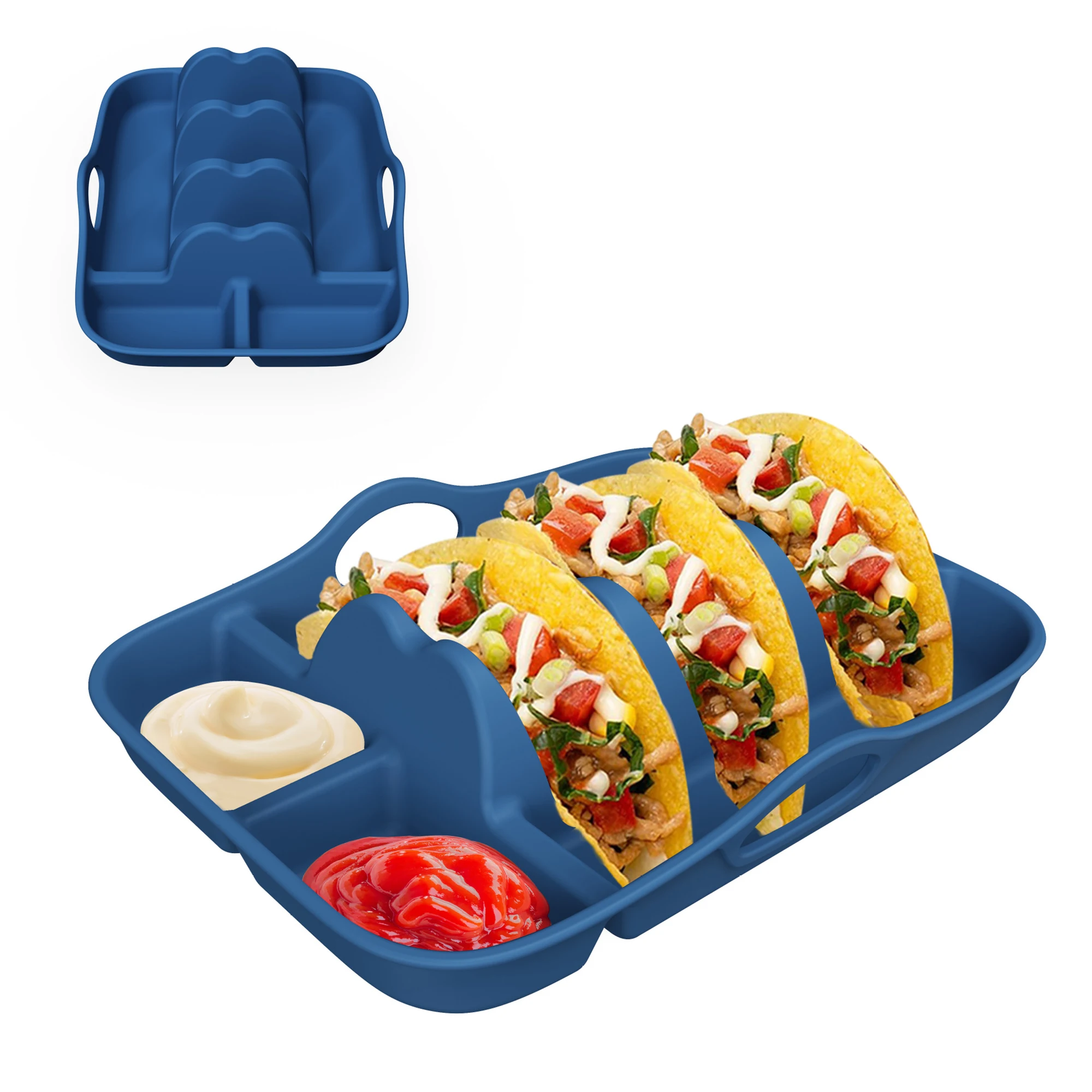 Sectioned Plates Divided Taco Plates Separate Compartments Toppings Sauces Neatly Organised Repeated