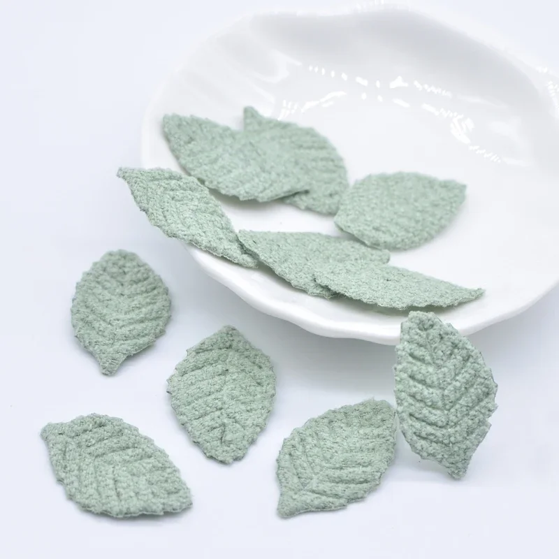 100 Stuks 18*27mm Wollen Blad Gewatteerde Bloem Applicaties voor kinderen Ambachten Hoofddeksels Accessoires DIY Haarspeldjes Earing decoratie