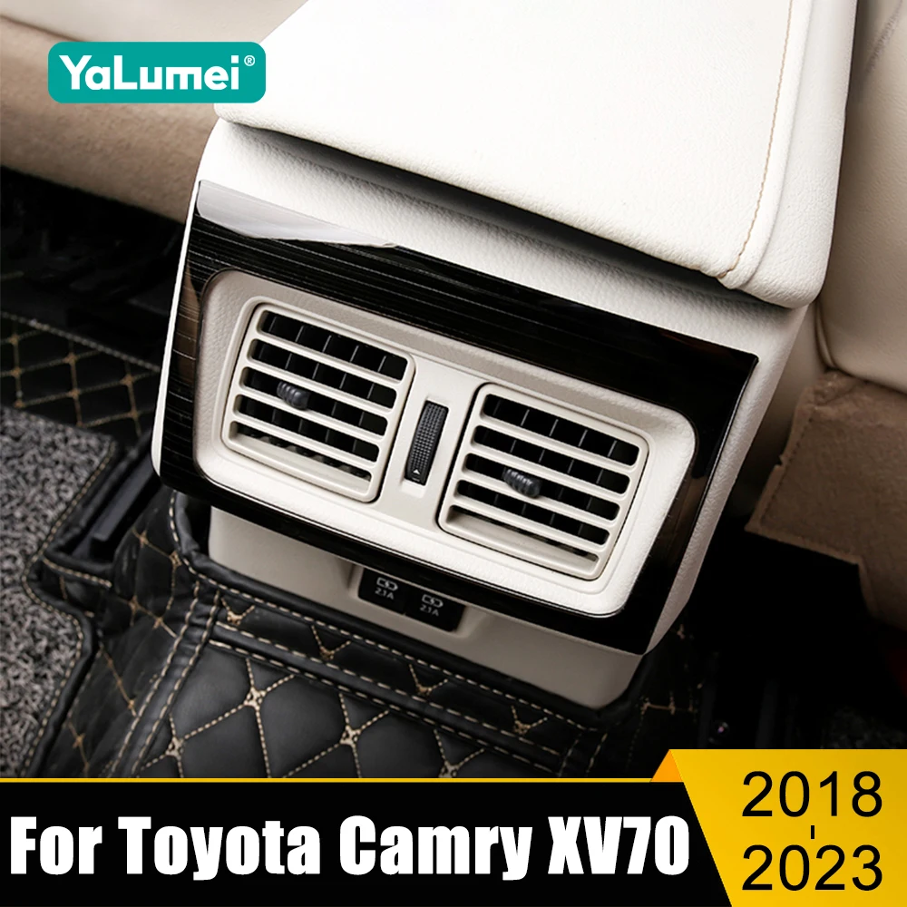 

For Toyota Camry 70 XV70 2018 2019 2020 2021 2022 2023 Stainless Car Rear Air Conditioning Vent Outlet Frame Cover Trim Sticker