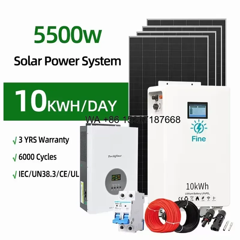Wmwmnu for Wmwmnu Off-grid Solar Power System 5.5KW Home Energy Storage with Lithium LiFePO4 Battery and Solar Panels Kit
