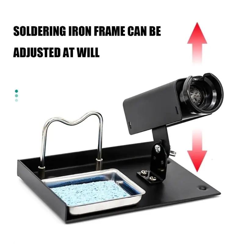 E8BD Iron Rest Stand with Sponge Tray and Metal Frame for Desktop Soldering Projects, Daily Repairs, and Learning Tasks