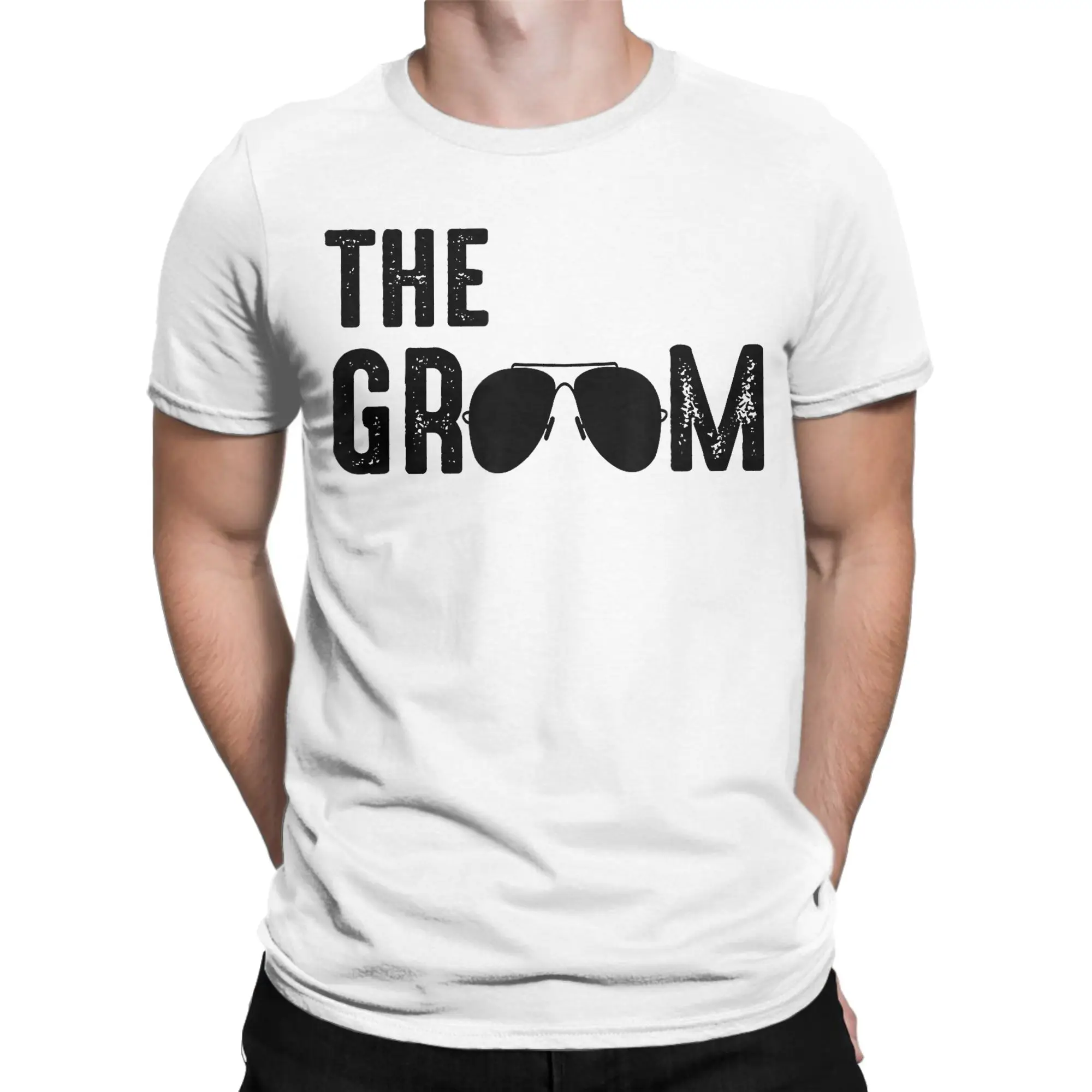 The Groom Cool Shades Lustiges Junggesellenabschied-Geschenk T-Shirts für Männer Reine Baumwolle T-Shirt Rundhals Kurzarm T-Shirt Party-Oberteil