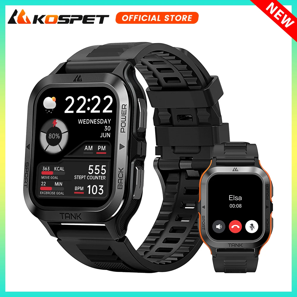 

Original KOSPET TANK M2 Ultra Smart Watch Men Military Smartwatch Men's Fitness Watches AI Voice 70 Sport Modes IP69K Waterproof