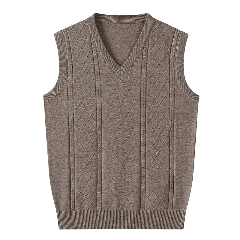 Sweater Vest for Men Spring New Wool Tank Top Casual Men's Sleeveless Sweater Plain Edition Jacquard Mens Clothing