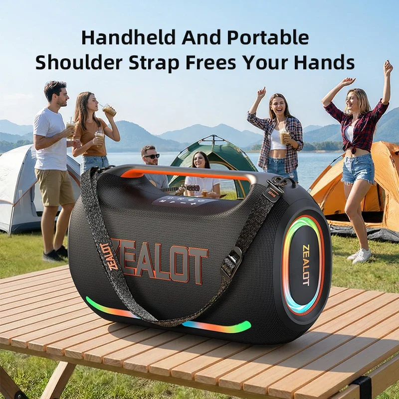 ZEALOT-ZE41 250W Bluetooth-Partylautsprecher IPX6 Wasserdichter Outdoor-Tragbarer Lautsprecher 12 Stunden Spielzeit Mit LED, Mikrofon, Powerbank