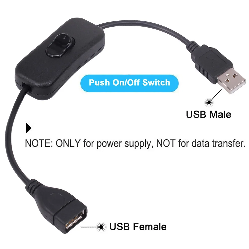 STONEGO 28cm USB Extension Cable with ON/OFF Switch for LED String, Gadget, and Power Supply Devices