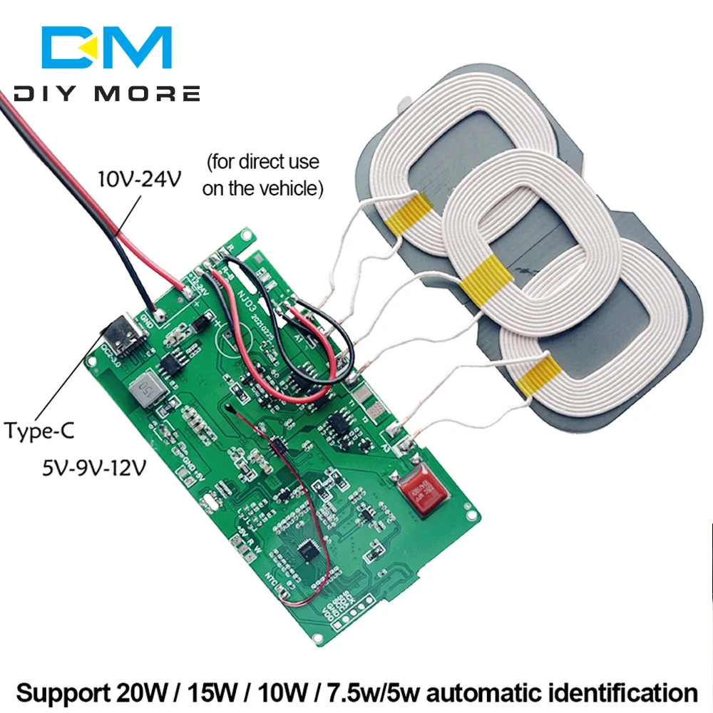 Type-C 20W/18W/15W/10W/7.5W/5W 12V 5V for Qi Wireless Fast Charger Charging Transmitter Module Circuit Board Coil Receiver