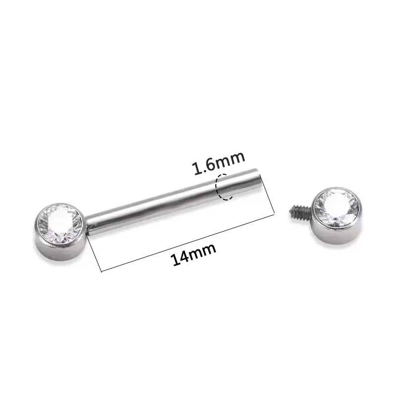 G23 Titanium Piercing Zircon 16G Septum Nipple Barbell Rings CZ Bezel Set Thread Nipple Shield Mamilo Piercing Women Jewelry