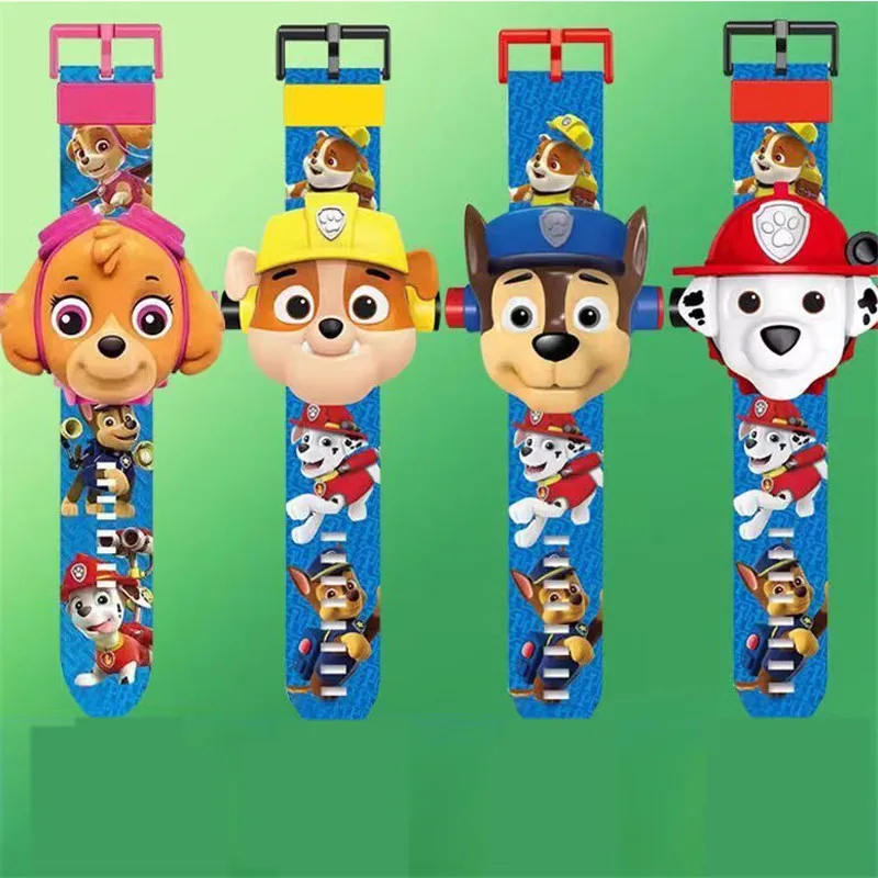 Paw Patrol Watch Cartoon Anime 3D Projection 24 Pattern Chase Skye Electronic Watch Marshall Rubble Watch Wristband Gift for Kid